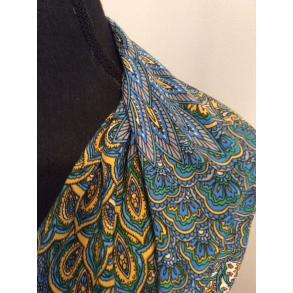 Seven Islands Plus size 1X Floral Peacock Dress Sleeveless Maxi Gathered Waist - Picture 2 of 8